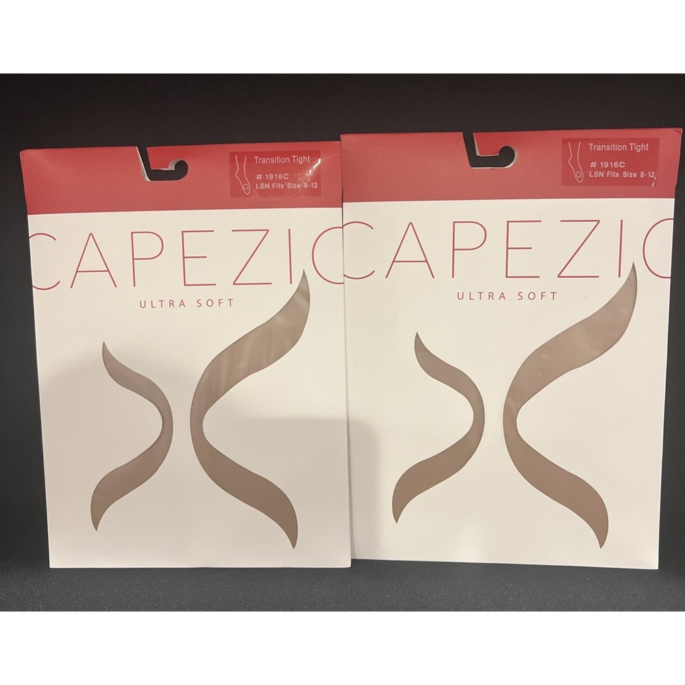 (2) CAPEZIO Ultra Soft Transition Tights #1916C Light Suntan Fits Size 8-12 New